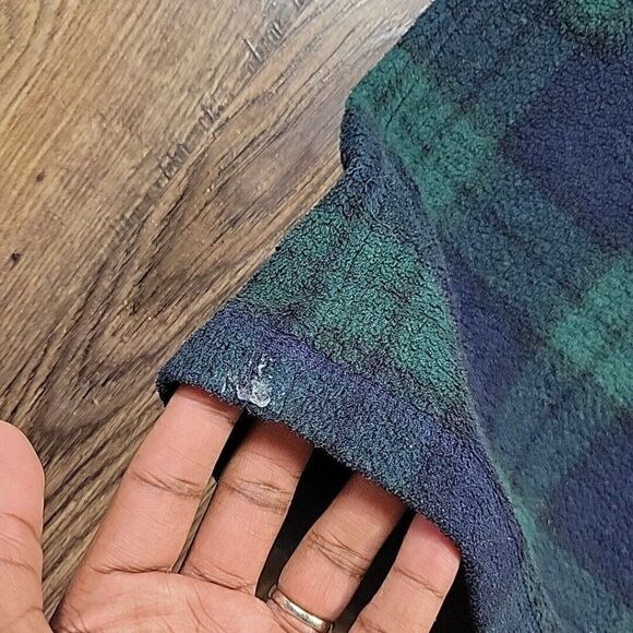 Vintage Walt Disney World Tigger Fleece Adult XL Blue Green Plaid Button Snap - Picture 7 of 8